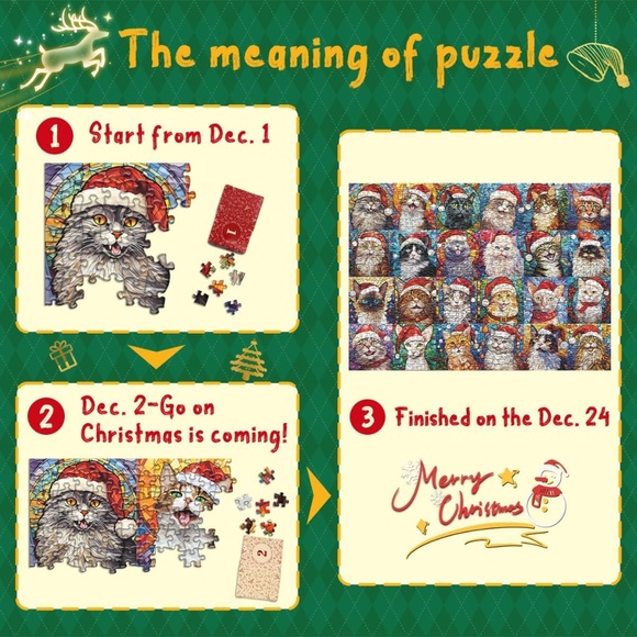 Christmas Advent Calendar 2024 Puzzles for Adults 1000 Pieces - Picture 3 of 4